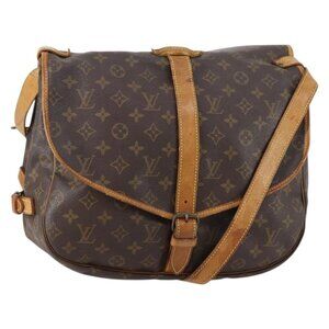 LOUIS VUITTON Monogram Saumur 35 Shoulder Bag M42254 LV Auth BA6948